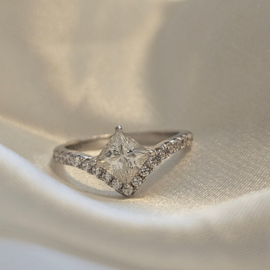 Silver Cascade Ring - 1ct Moissanite 925 Silver