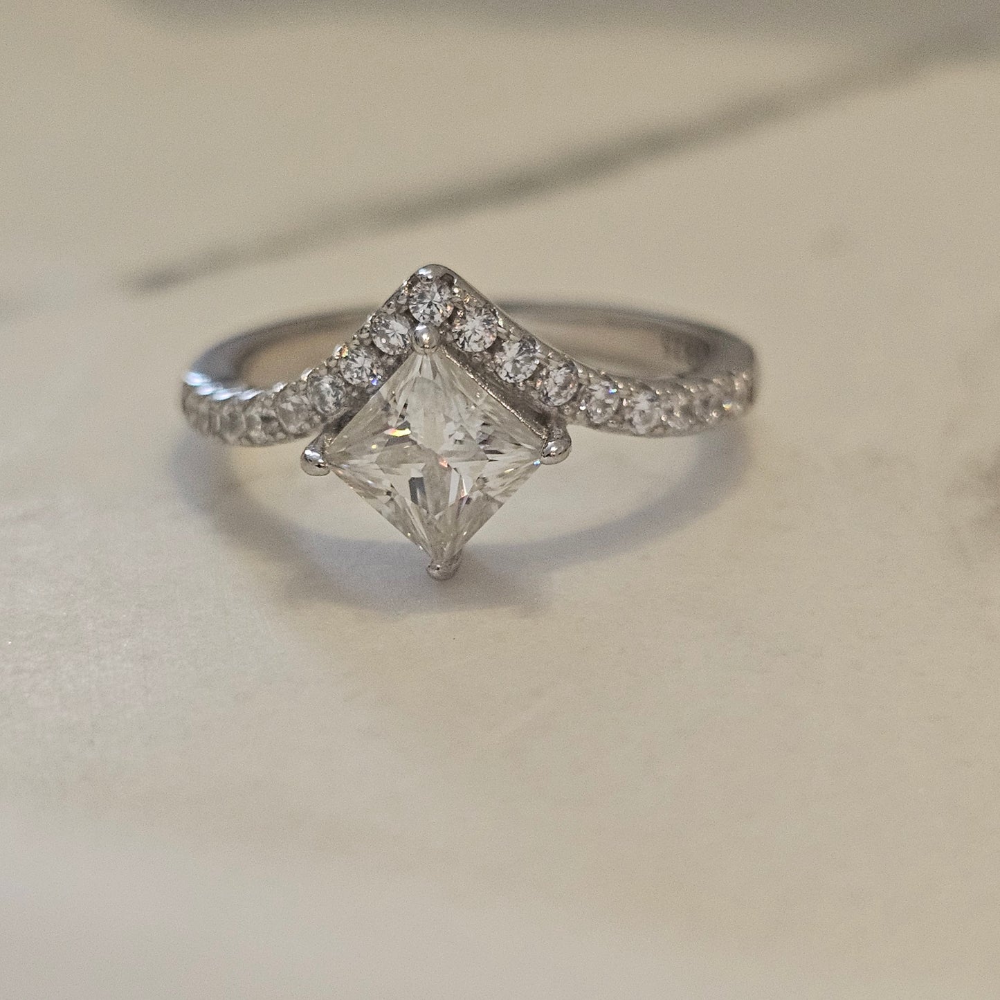 Silver Cascade Ring - 1ct Moissanite 925 Silver