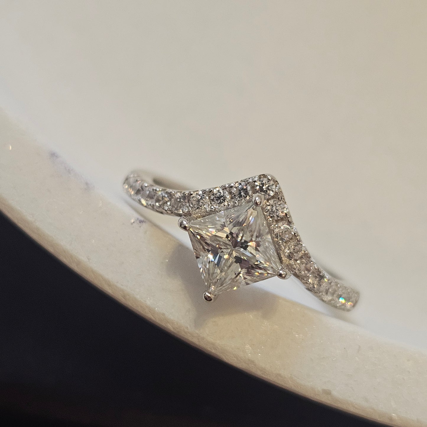 Silver Cascade Ring - 1ct Moissanite 925 Silver