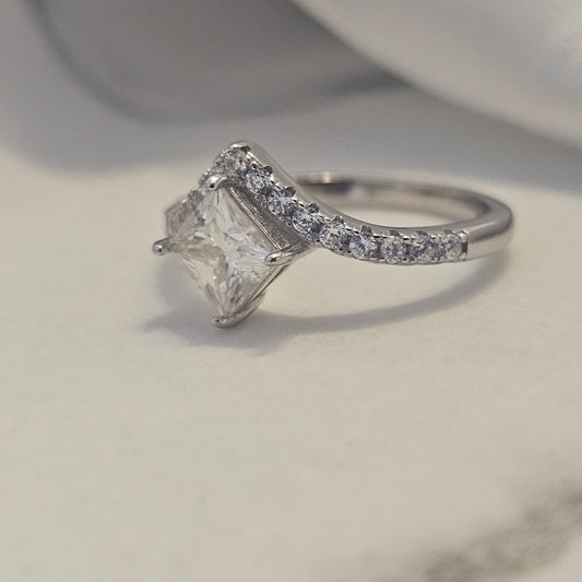 Silver Cascade Ring - 1ct Moissanite 925 Silver