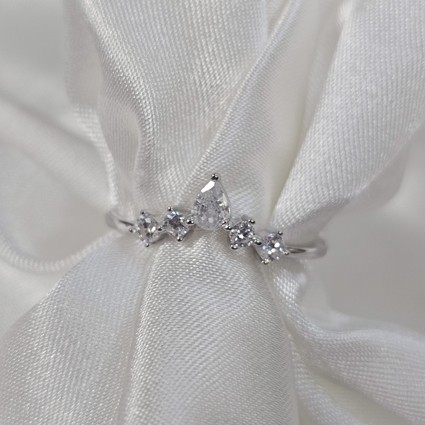 salt and pepper Herkimer diamond quartz ring set 925 silver with cubic zirconia accent stones