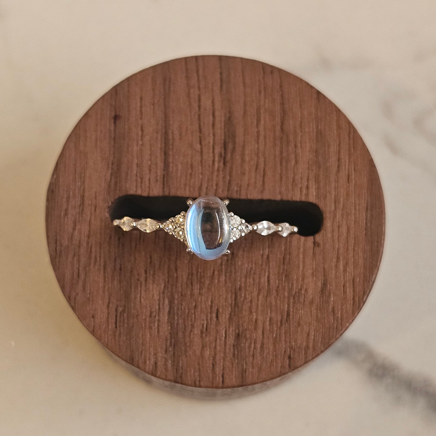 Winter Halo Ring – 925 Sterling Silver Moonstone & Cubic Zirconia