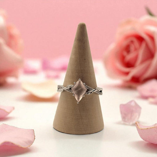 Quartz Crown Ring – Natural Rose Quartz in 925 Sterling Silver