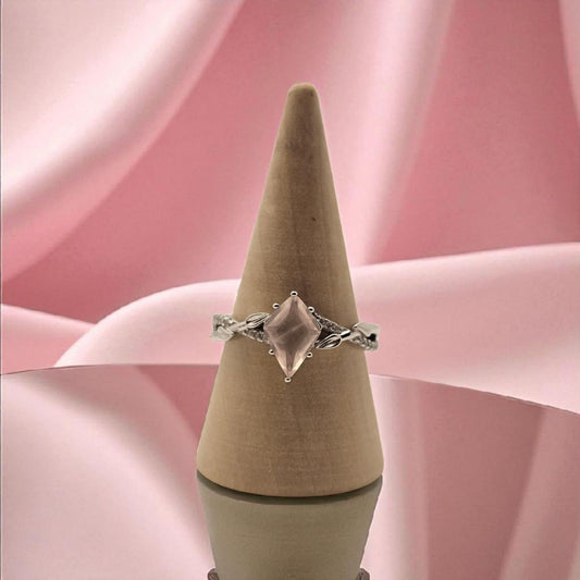 Quartz Crown Ring – Natural Rose Quartz in 925 Sterling Silver