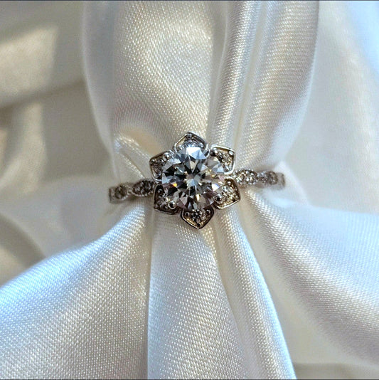 Floral Moissanite Ring 1ct – 925 Sterling Silver
