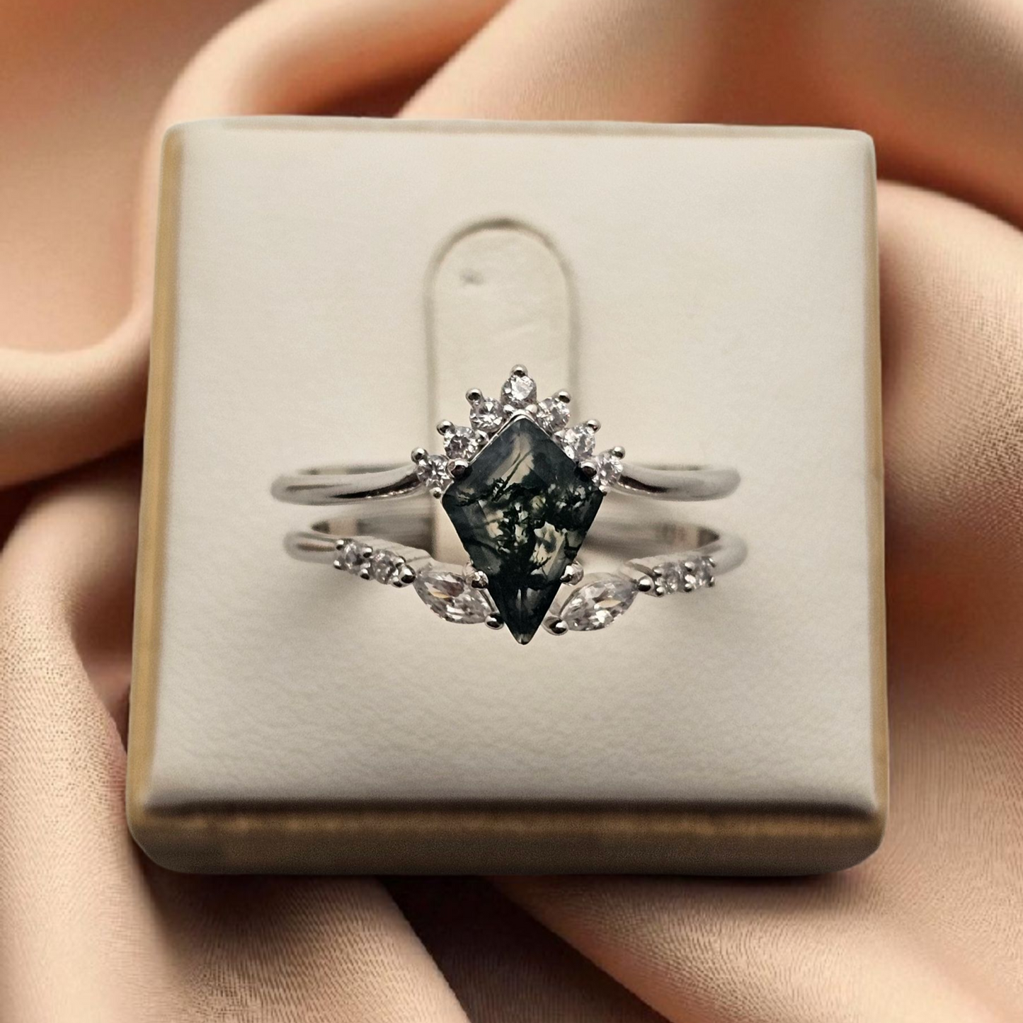 Moss Agate Stacking Ring Set - No Two Are The Same
