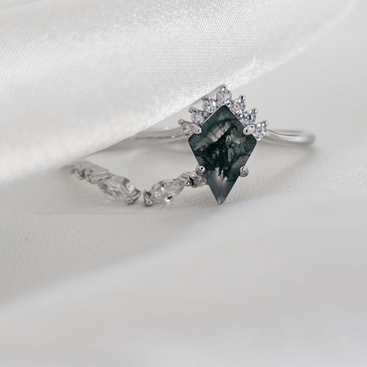 Moss Agate Stacking Ring Set - No Two Are The Same