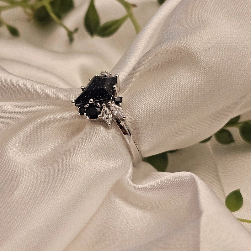 Twilight Sparkle Ring – Blue Sandstone & Cubic Zirconia in 925 Sterling Silver