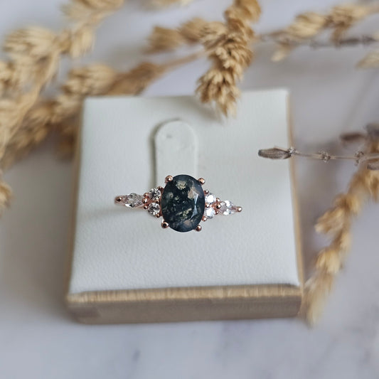 Rose Gold Moss Agate Ring