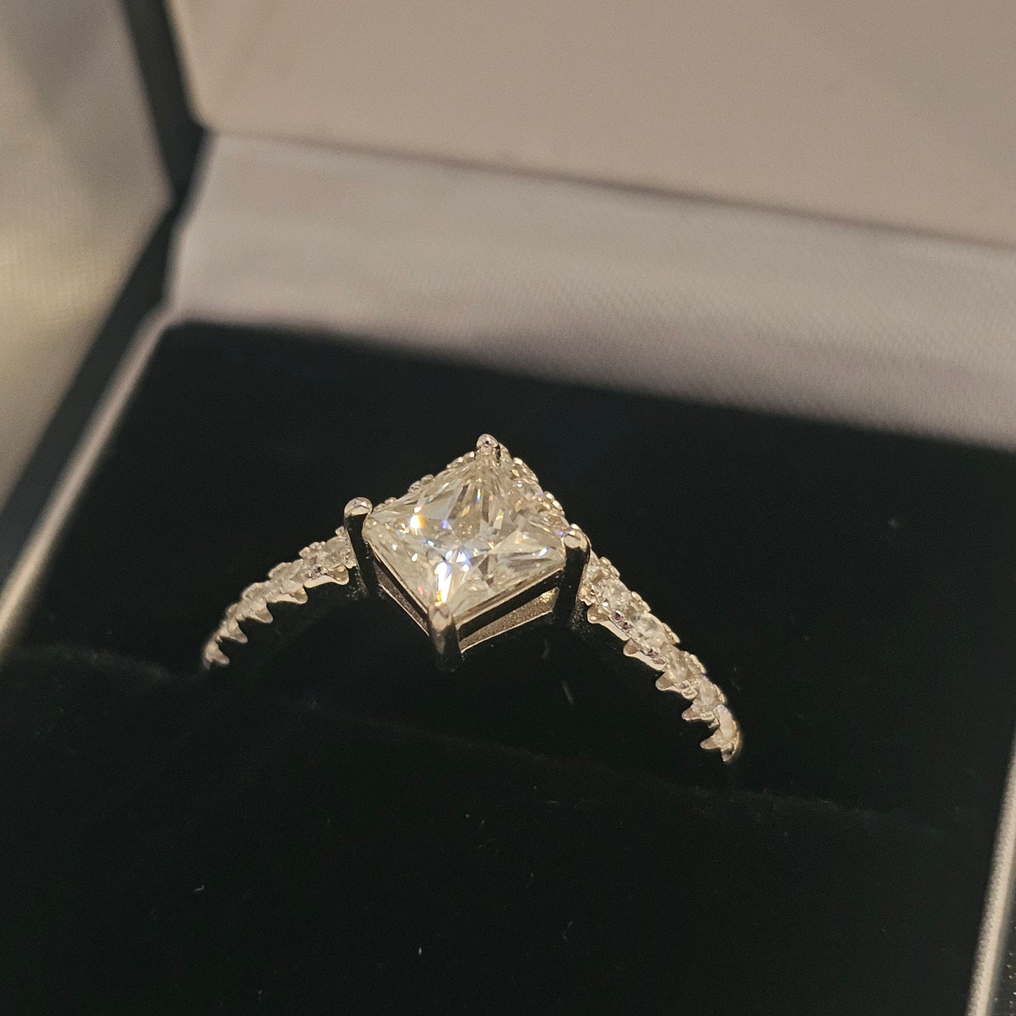 Silver Cascade Ring - 1ct Moissanite 925 Silver