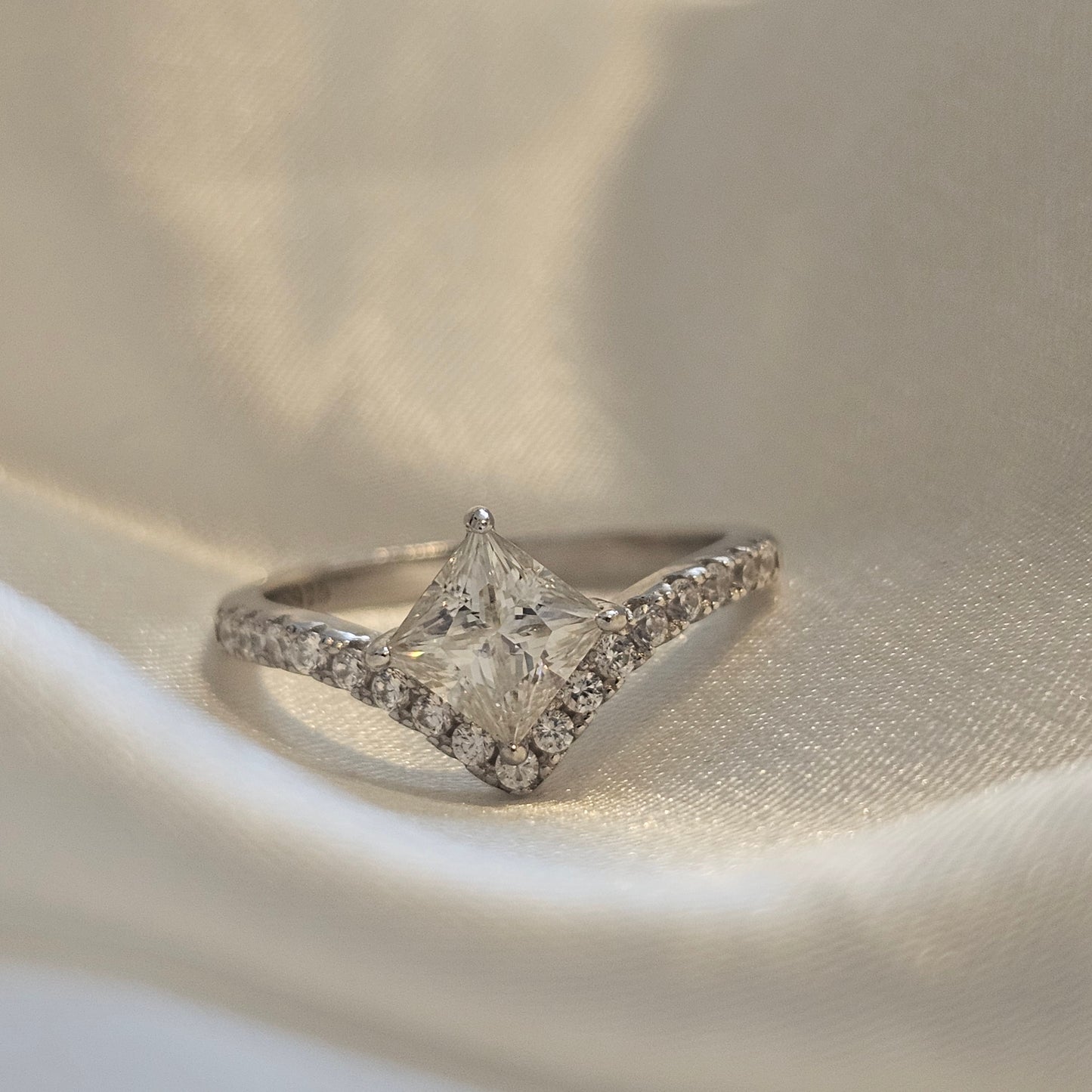 Silver Cascade Ring - 1ct Moissanite 925 Silver