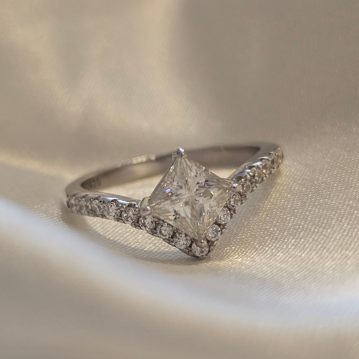 Silver Cascade Ring - 1ct Moissanite 925 Silver