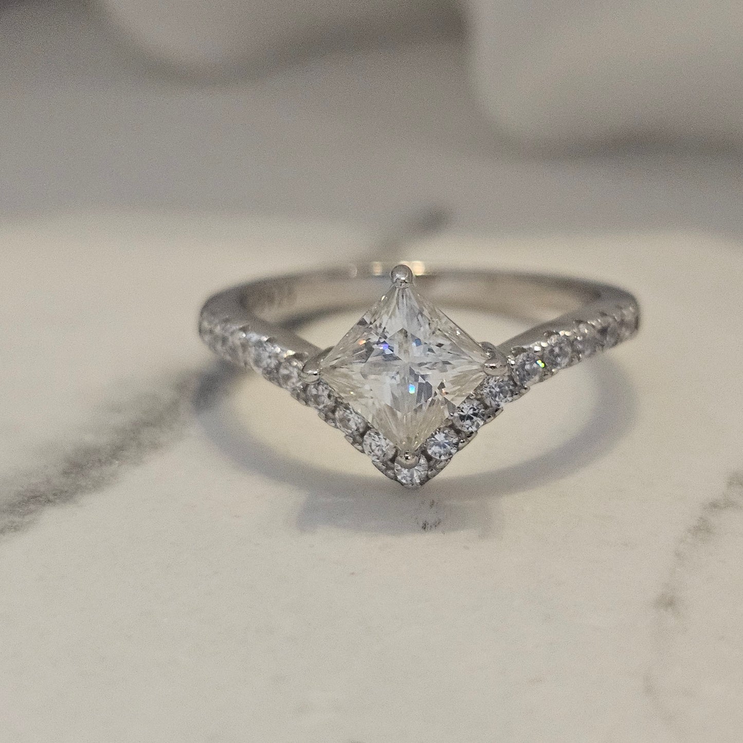 Silver Cascade Ring - 1ct Moissanite 925 Silver