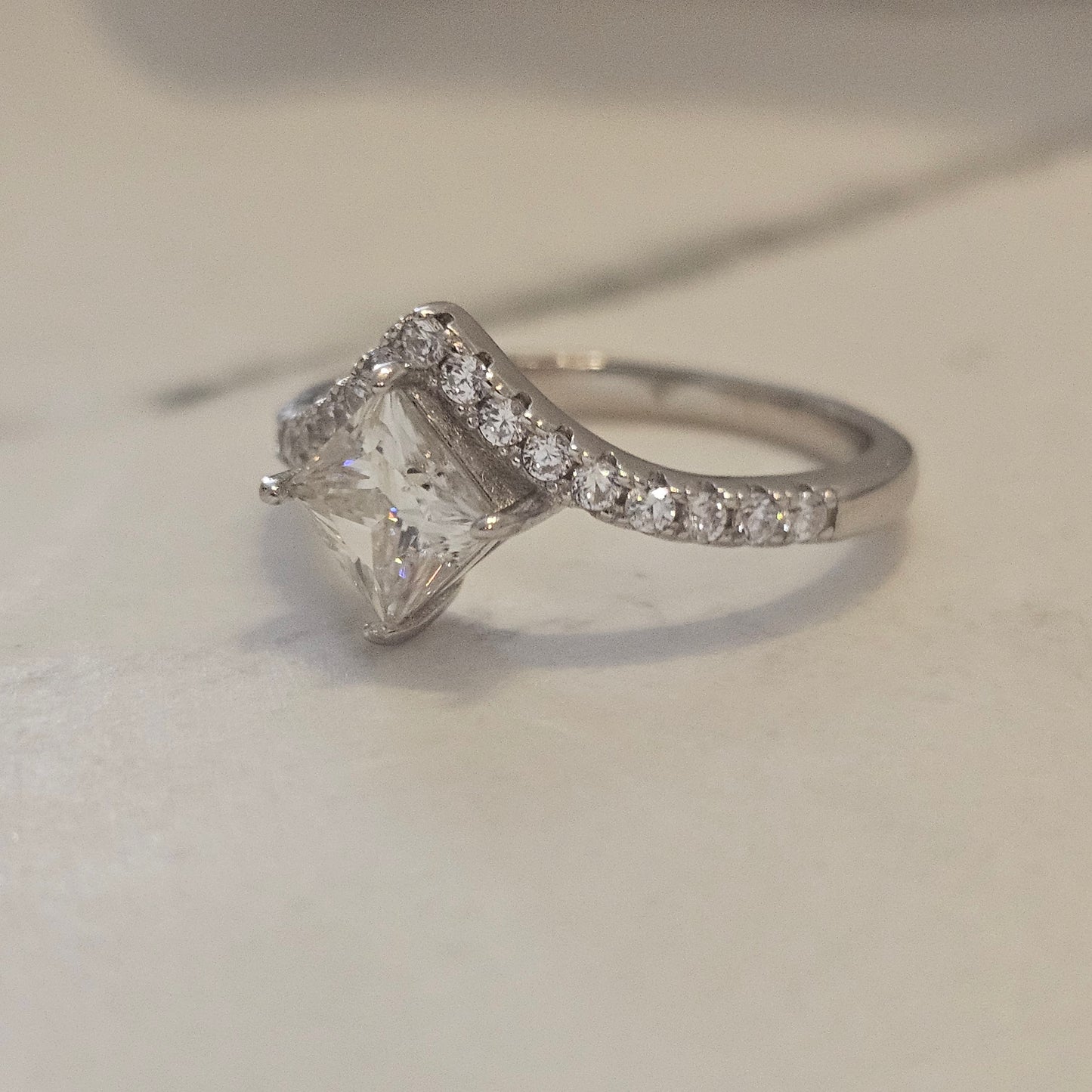 Silver Cascade Ring - 1ct Moissanite 925 Silver