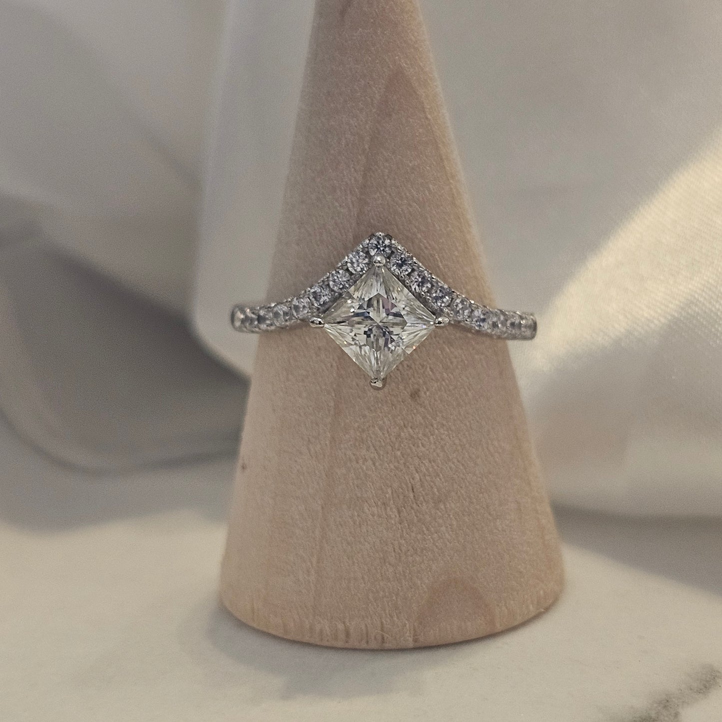 Silver Cascade Ring - 1ct Moissanite 925 Silver