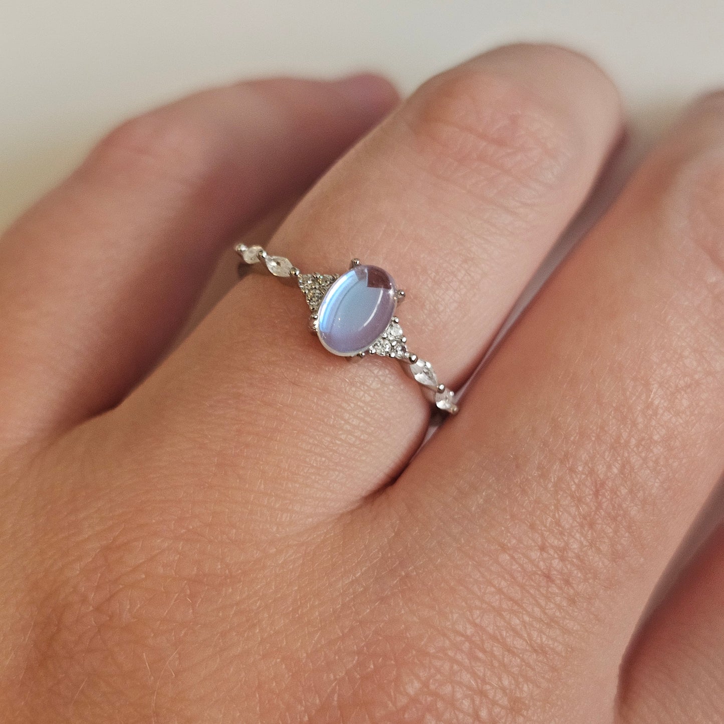 Winter Halo Ring – 925 Sterling Silver Moonstone & Cubic Zirconia