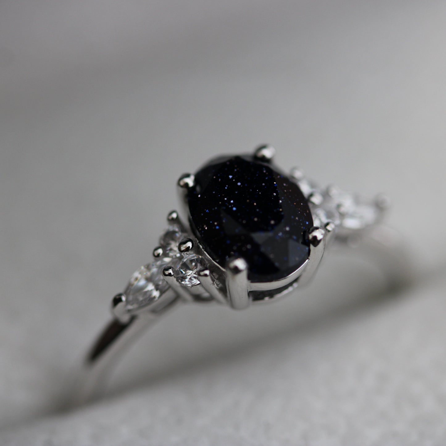 blue goldstone ring 925 silver