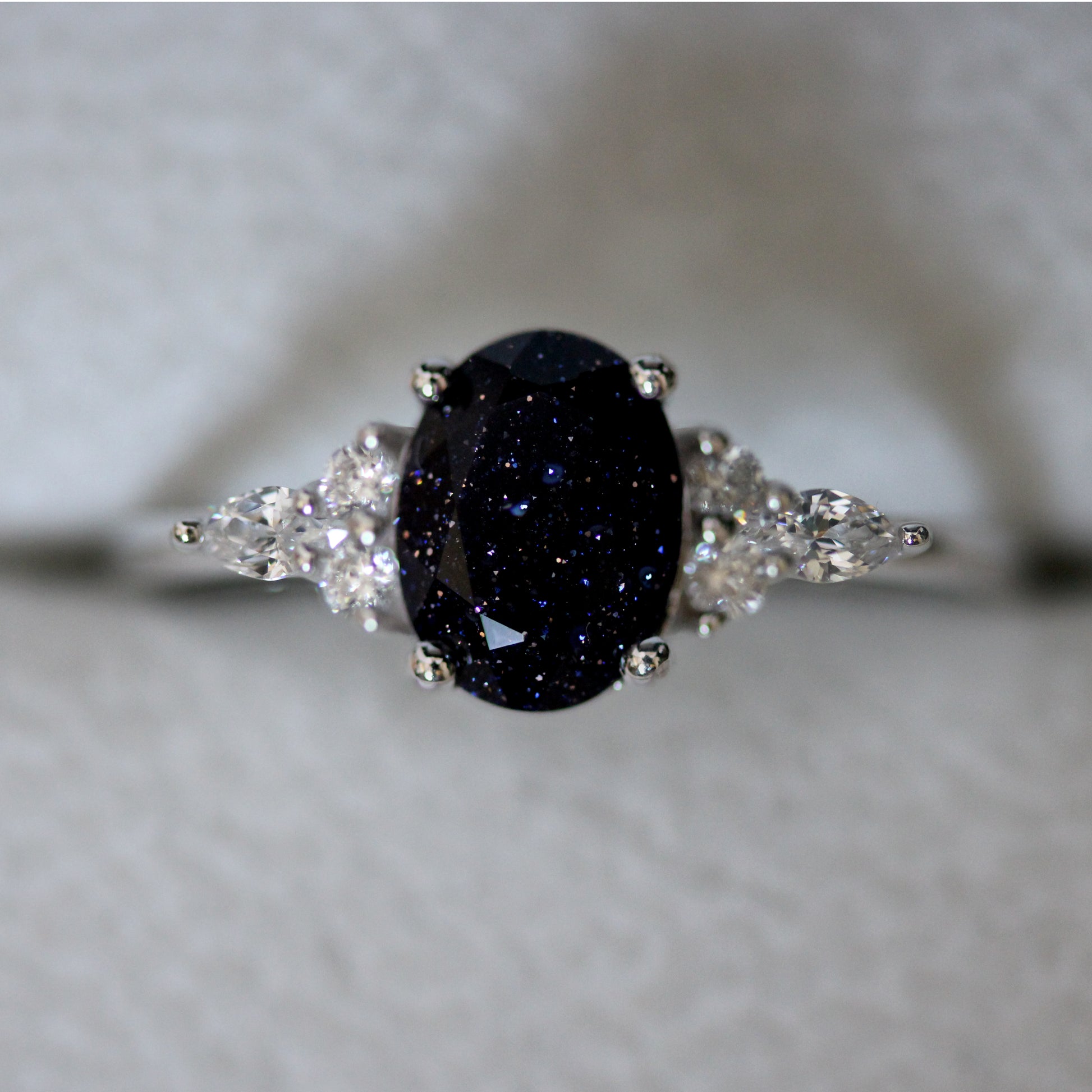 blue goldstone sandstone ring 925 silver uk