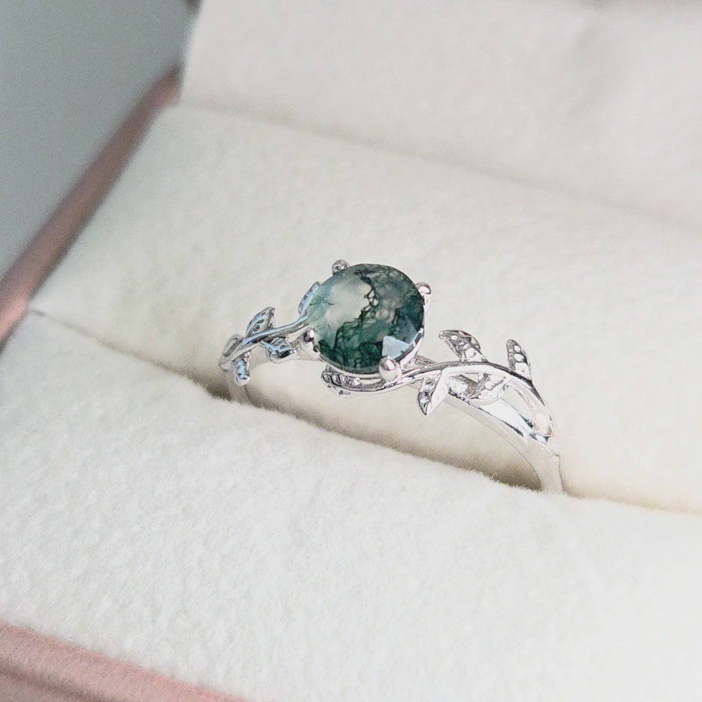 moss agate leaf ring product video