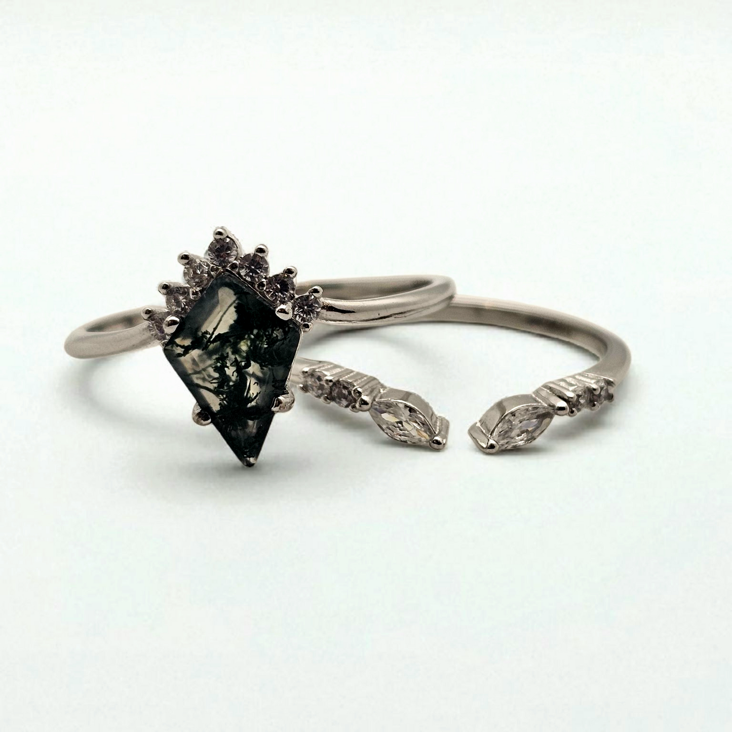 Moss Agate Stacking Ring Set - No Two Are The Same