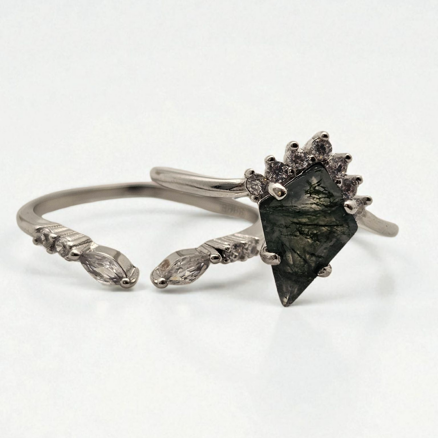 Moss Agate Stacking Ring Set - No Two Are The Same