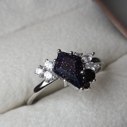 Twilight Sparkle – Blue Sandstone Ring | 925 Silver Moonstone&Sage