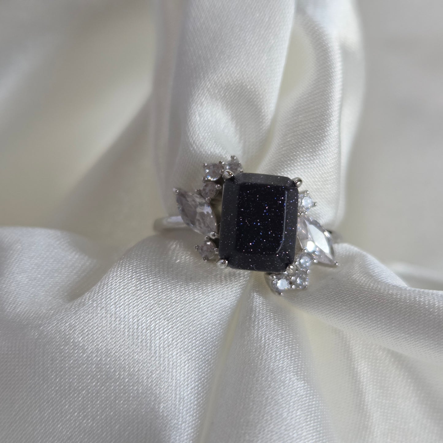 Celestial Crown Ring – Midnight Crown with Starry Blue Sandstone