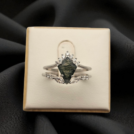 Moss Agate Stacking Ring Set - No Two Are The Same
