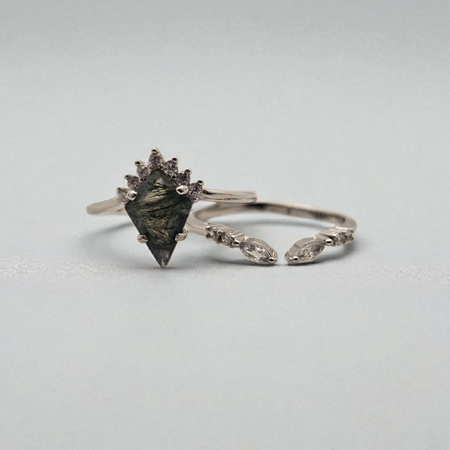 Moss Agate Stacking Ring Set - No Two Are The Same